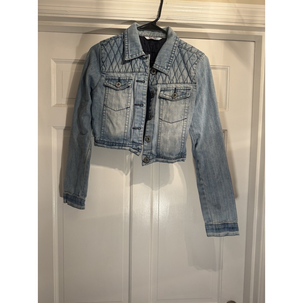 Highway Jeans Womens Cropped Denim Jacket Light Wash Blue Size S